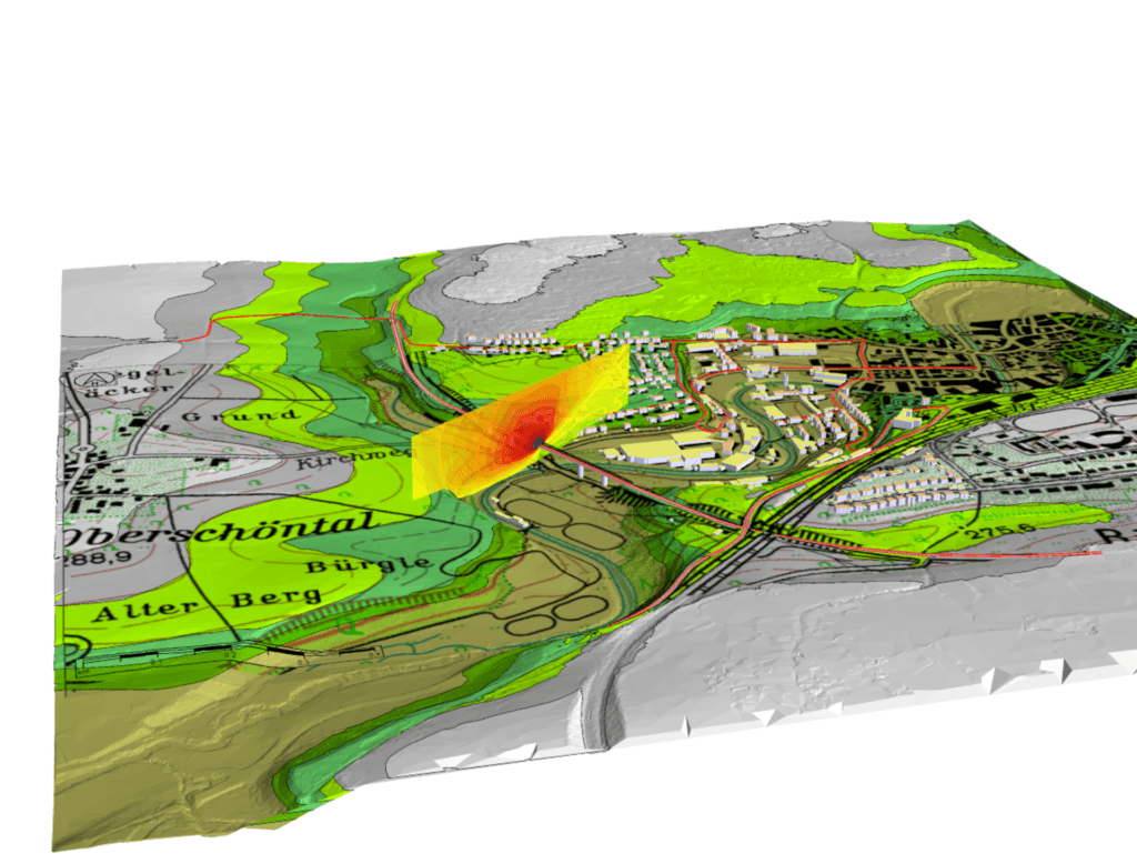 SOUNDPLAN DTM 3D with Cross Section Map
